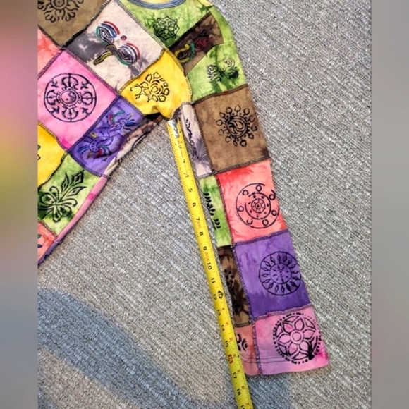 Women's (Size Small) Colorful Boho Hippie Patchwork Long-sleeve Top - Picture 8 of 11